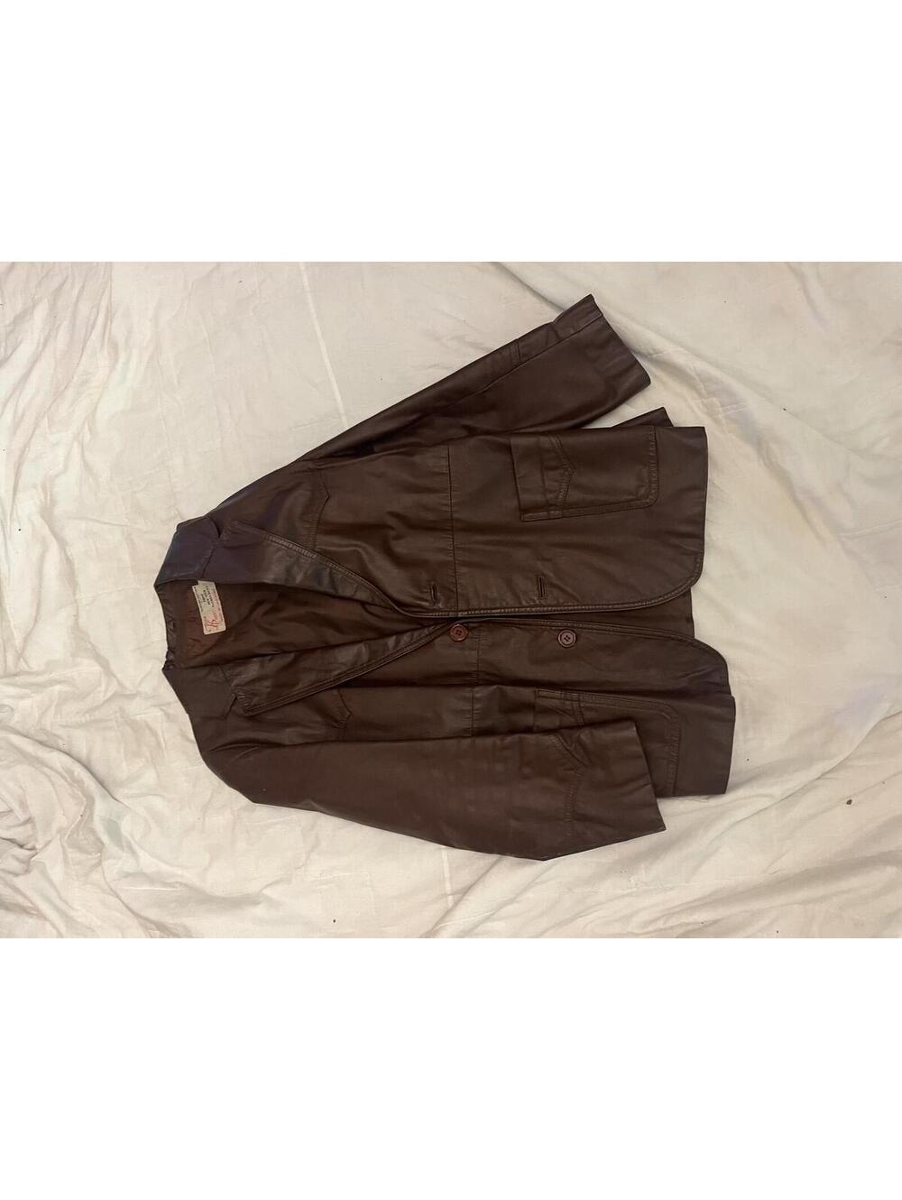 Vintage Jean Pierre Genuine Leather Brown Jacket Size 42 Made in Argentina